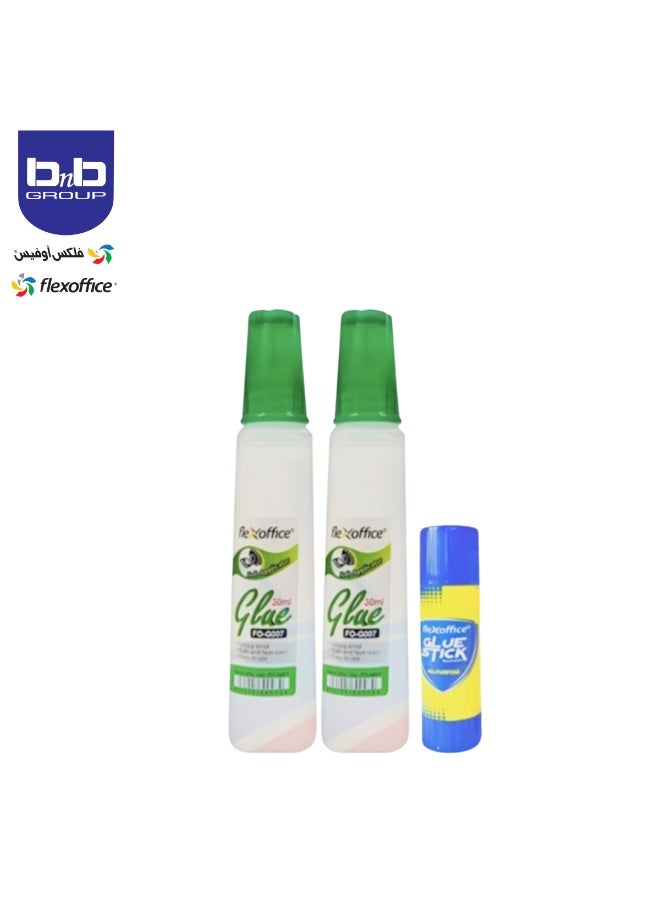 FLEXOFFICE Combo Kit FO-KIT007 ( - 2 Liquid Glue FO-G008   - 1 Glue Stick FO-G005) - Image 1